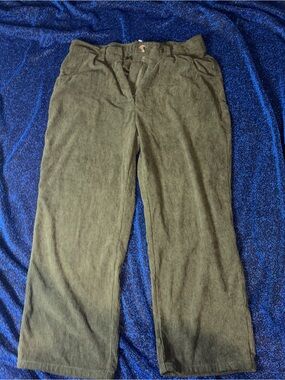 Olive Green Corduroy Pants - Classic Straight Fit
